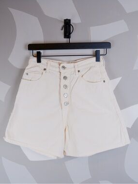 Vintage 90's Bongo by Gene Montesano Ivory Denim Button Fly Shorts | 5